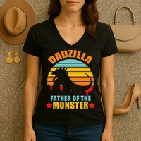 Dadzilla Father Of The Monsters Women's V-Neck T-Shirt