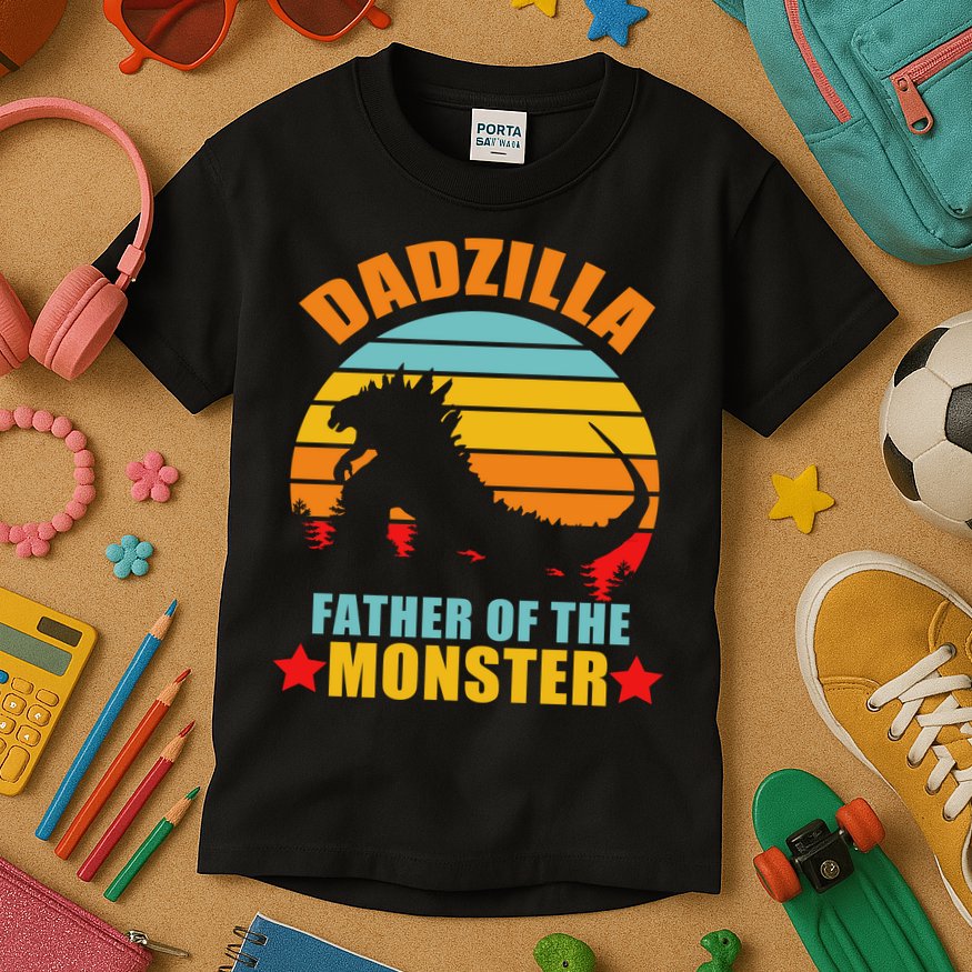Dadzilla Father Of The Monsters Kids T-Shirt