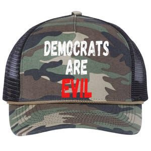 Democrats Are Evil Funny Republican Pro Trump Politics Gift Retro Rope Trucker Hat Cap