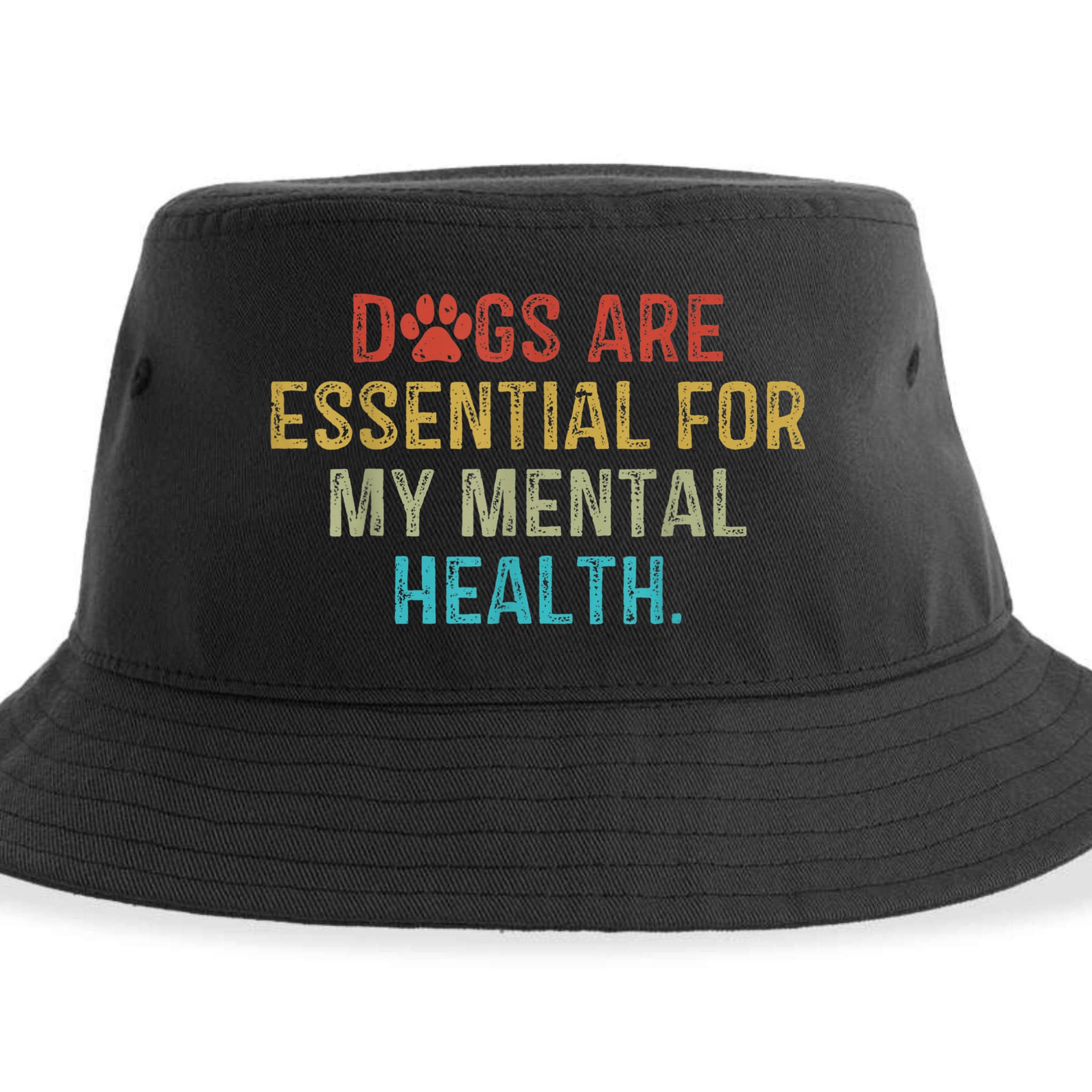 Dogs Are Essential For My Mental Health Quote retro vintage Sustainable Bucket Hat