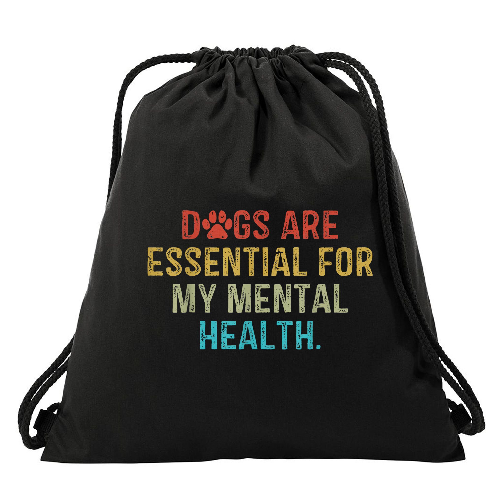 Dogs Are Essential For My Mental Health Quote retro vintage Drawstring Bag