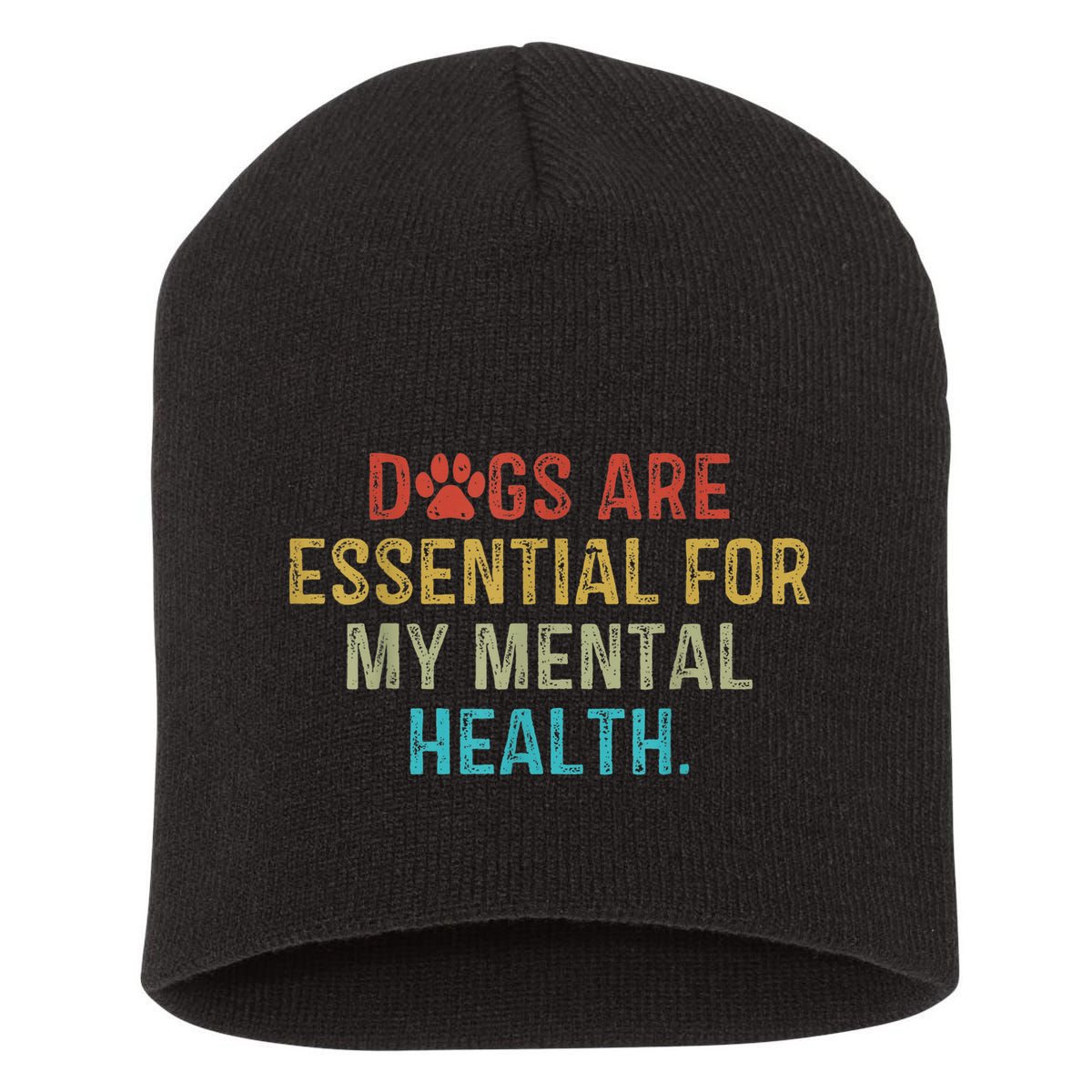Dogs Are Essential For My Mental Health Quote retro vintage Short Acrylic Beanie