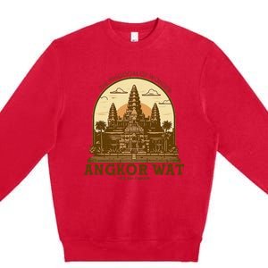 Discover And Explore Angkor Wat Of Khmer Cambodia Premium Crewneck Sweatshirt