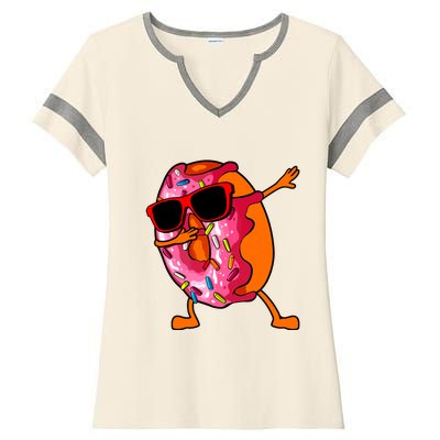 Donut Art For Women Dabbing Doughnut Donut Lover Ladies Halftime Notch Neck Tee