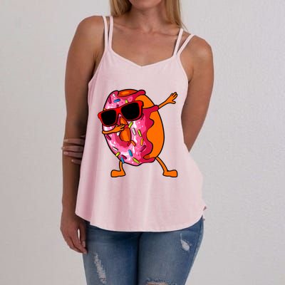 Donut Art For Women Dabbing Doughnut Donut Lover Women's Strappy Tank