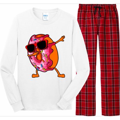 Donut Art For Women Dabbing Doughnut Donut Lover Long Sleeve Pajama Set