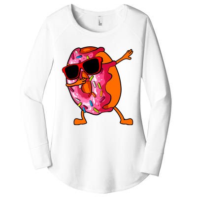 Donut Art For Women Dabbing Doughnut Donut Lover Women's Perfect Tri Tunic Long Sleeve Shirt