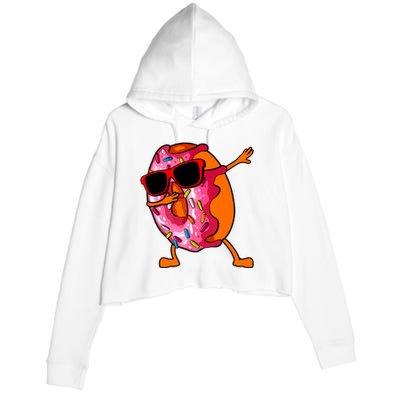 Donut Art For Women Dabbing Doughnut Donut Lover Crop Fleece Hoodie