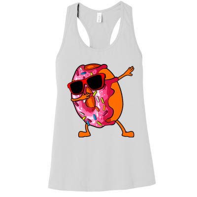 Donut Art For Women Dabbing Doughnut Donut Lover Women's Racerback Tank