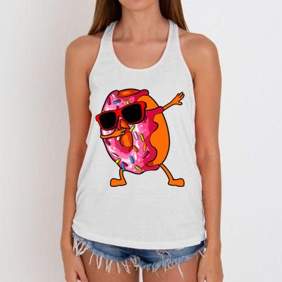 Donut Art For Women Dabbing Doughnut Donut Lover Women's Knotted Racerback Tank