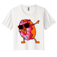 Donut Art For Women Dabbing Doughnut Donut Lover Women's Crop Top Tee