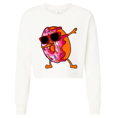 Donut Art For Women Dabbing Doughnut Donut Lover Cropped Pullover Crew