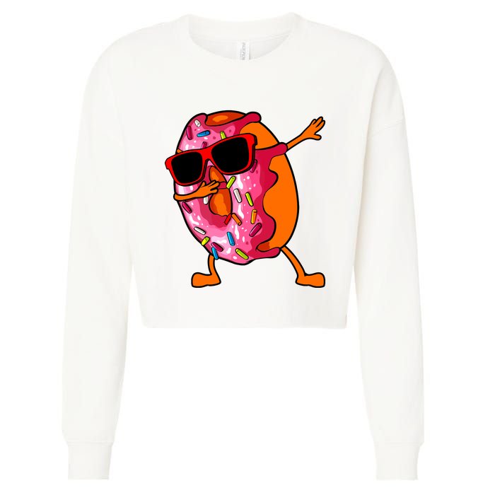 Donut Art For Women Dabbing Doughnut Donut Lover Cropped Pullover Crew