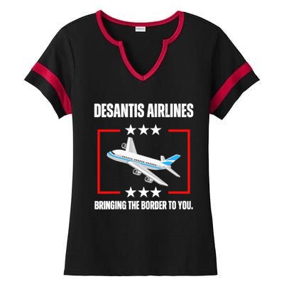 DeSantis Airlines Funny Political Meme DeSantis Airlines Ladies Halftime Notch Neck Tee