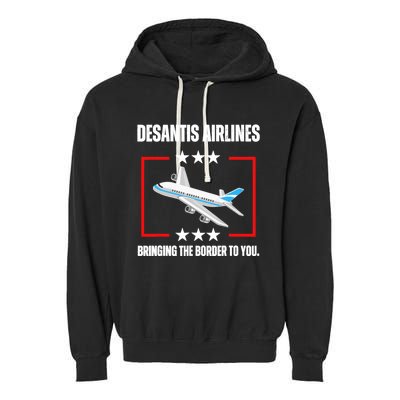 DeSantis Airlines Funny Political Meme DeSantis Airlines Garment-Dyed Fleece Hoodie