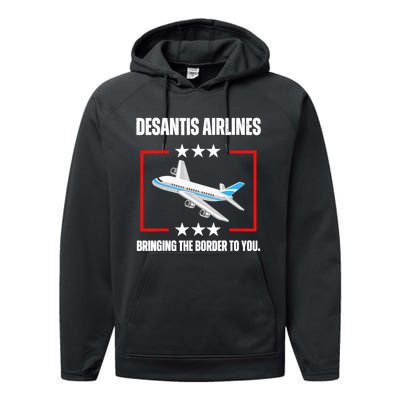 DeSantis Airlines Funny Political Meme DeSantis Airlines Performance Fleece Hoodie