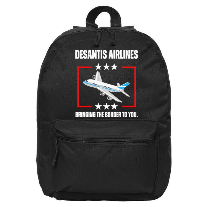 DeSantis Airlines Funny Political Meme DeSantis Airlines 16 in Basic Backpack