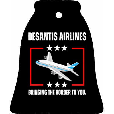 DeSantis Airlines Funny Political Meme DeSantis Airlines Ceramic Bell Ornament