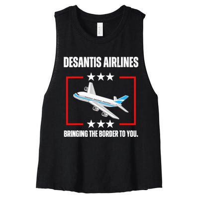 DeSantis Airlines Funny Political Meme DeSantis Airlines Women's Racerback Cropped Tank