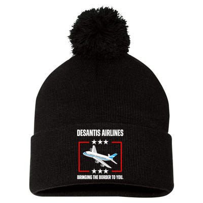 DeSantis Airlines Funny Political Meme DeSantis Airlines Pom Pom 12in Knit Beanie