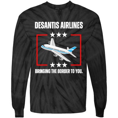 DeSantis Airlines Funny Political Meme DeSantis Airlines Tie-Dye Long Sleeve Shirt