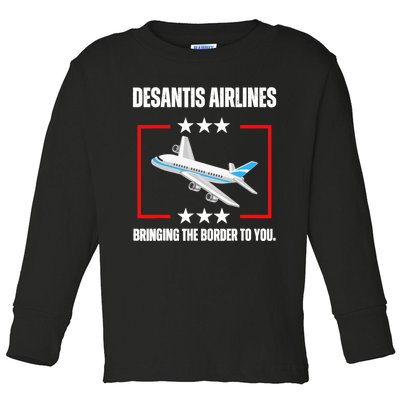 DeSantis Airlines Funny Political Meme DeSantis Airlines Toddler Long Sleeve Shirt