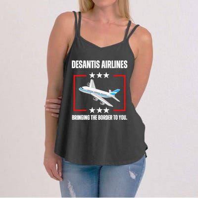 DeSantis Airlines Funny Political Meme DeSantis Airlines Women's Strappy Tank