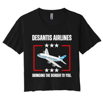 DeSantis Airlines Funny Political Meme DeSantis Airlines Women's Crop Top Tee