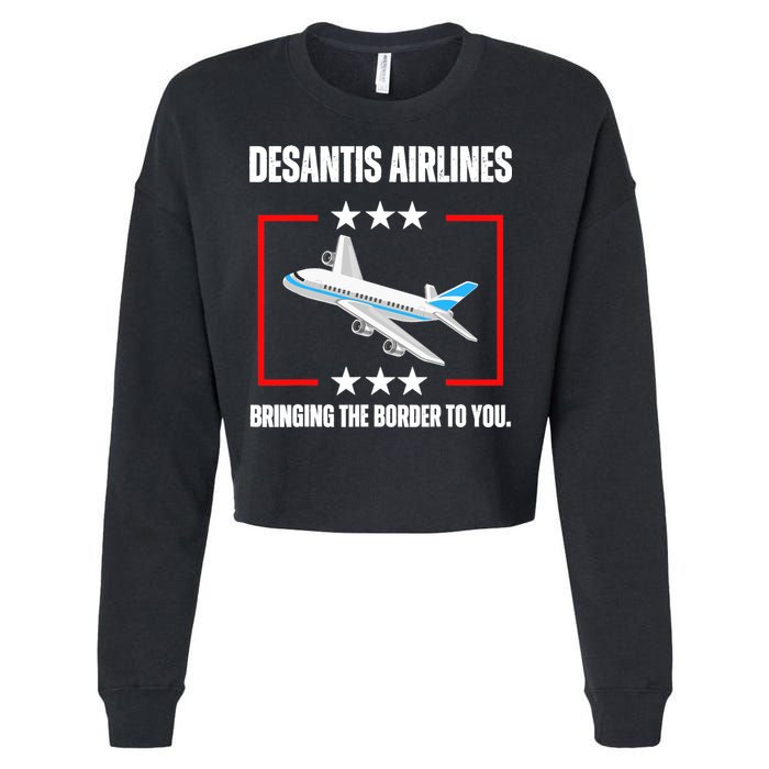 DeSantis Airlines Funny Political Meme DeSantis Airlines Cropped Pullover Crew