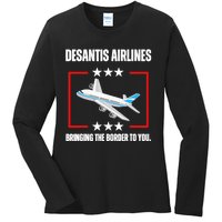 DeSantis Airlines Funny Political Meme DeSantis Airlines Ladies Long Sleeve Shirt