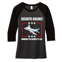 DeSantis Airlines Funny Political Meme DeSantis Airlines Women's Tri-Blend 3/4-Sleeve Raglan Shirt