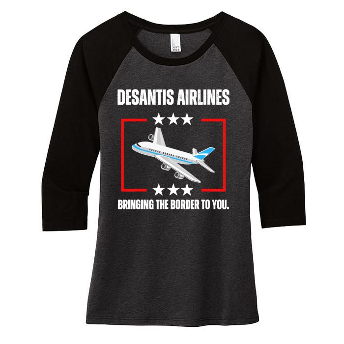 DeSantis Airlines Funny Political Meme DeSantis Airlines Women's Tri-Blend 3/4-Sleeve Raglan Shirt