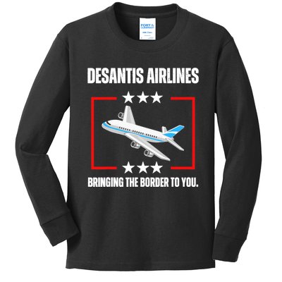 DeSantis Airlines Funny Political Meme DeSantis Airlines Kids Long Sleeve Shirt