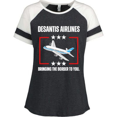 DeSantis Airlines Funny Political Meme DeSantis Airlines Enza Ladies Jersey Colorblock Tee