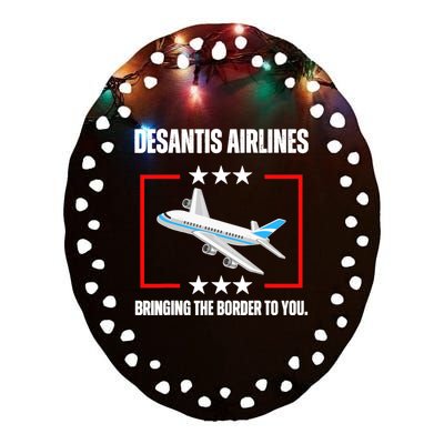 DeSantis Airlines Funny Political Meme DeSantis Airlines Ceramic Oval Ornament