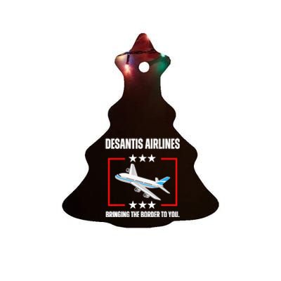 DeSantis Airlines Funny Political Meme DeSantis Airlines Ceramic Tree Ornament