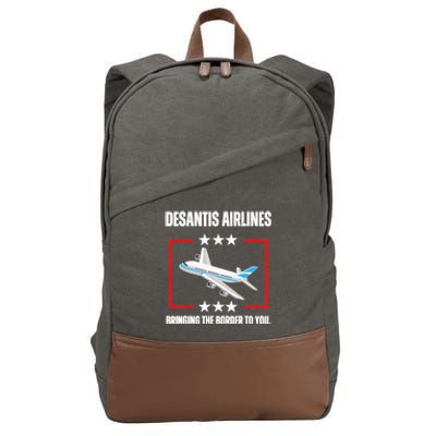 DeSantis Airlines Funny Political Meme DeSantis Airlines Cotton Canvas Backpack