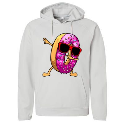 Donut Art For Women Dabbing Doughnut Donut Lover Performance Fleece Hoodie