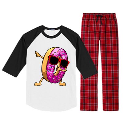 Donut Art For Women Dabbing Doughnut Donut Lover Raglan Sleeve Pajama Set