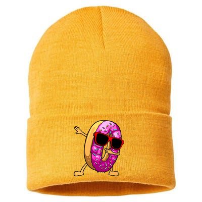 Donut Art For Women Dabbing Doughnut Donut Lover Sustainable Knit Beanie