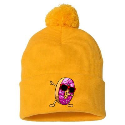 Donut Art For Women Dabbing Doughnut Donut Lover Pom Pom 12in Knit Beanie