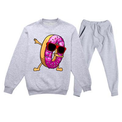 Donut Art For Women Dabbing Doughnut Donut Lover Premium Crewneck Sweatsuit Set