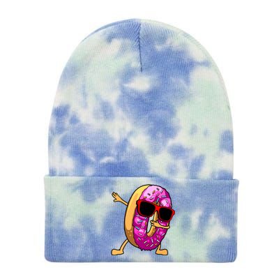 Donut Art For Women Dabbing Doughnut Donut Lover Tie Dye 12in Knit Beanie