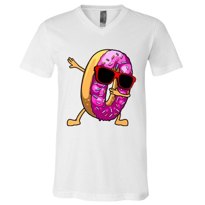 Donut Art For Women Dabbing Doughnut Donut Lover V-Neck T-Shirt