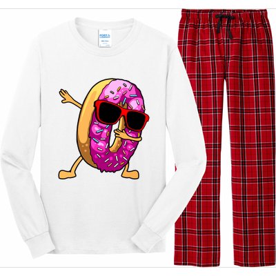 Donut Art For Women Dabbing Doughnut Donut Lover Long Sleeve Pajama Set