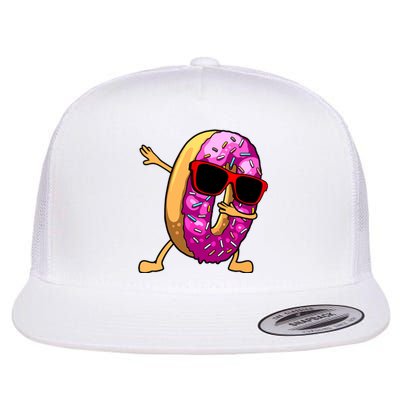 Donut Art For Women Dabbing Doughnut Donut Lover Flat Bill Trucker Hat