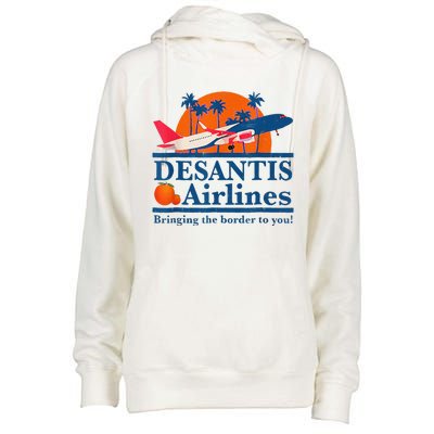 DeSantis Airlines Funny Political Meme Ron DeSantis Governor Womens Funnel Neck Pullover Hood