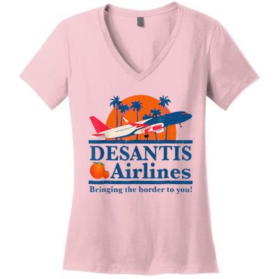 DeSantis Airlines Funny Political Meme Ron DeSantis Governor Women's V-Neck T-Shirt