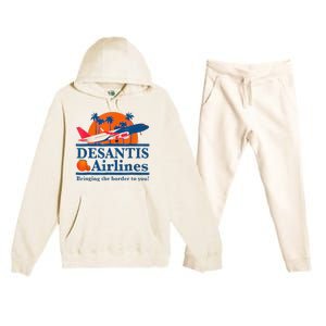 DeSantis Airlines Funny Political Meme Ron DeSantis Governor Premium Hooded Sweatsuit Set