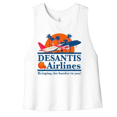 DeSantis Airlines Funny Political Meme Ron DeSantis Governor Women's Racerback Cropped Tank